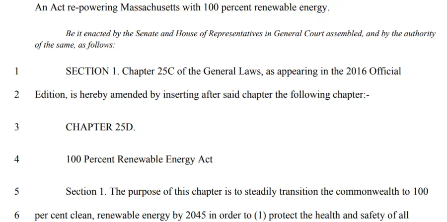 Massachusetts towards a future powered entirely by renewable energy