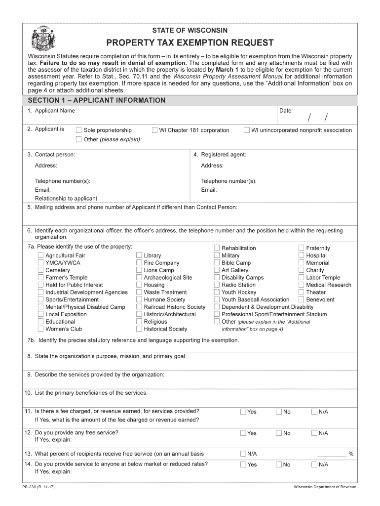 Wisconsin Property Tax Exemption Form